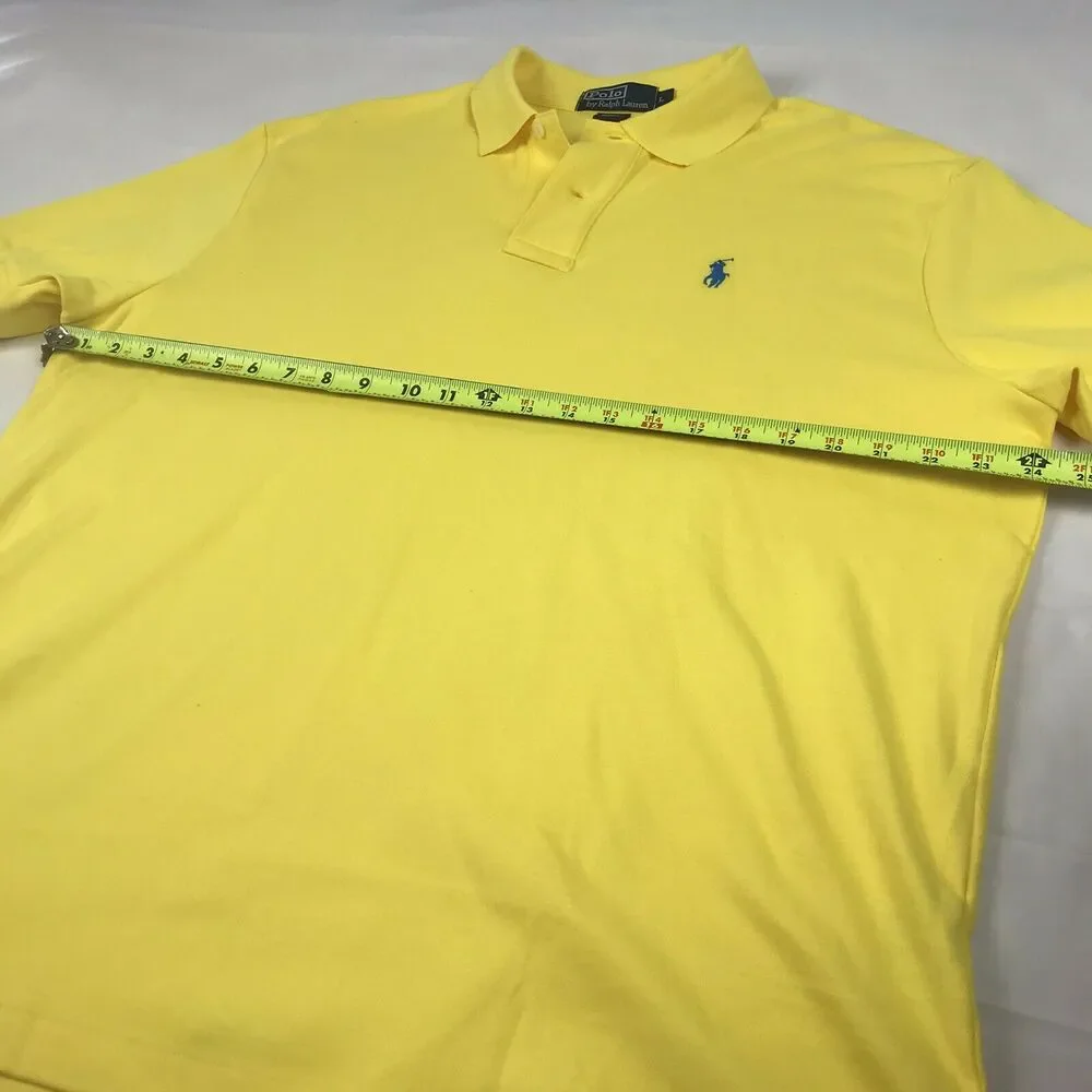vintage 90s RALPH LAUREN MENS POLO‎ SHIRT SIZE L LARGE YELLOW SHORT SLEEVE